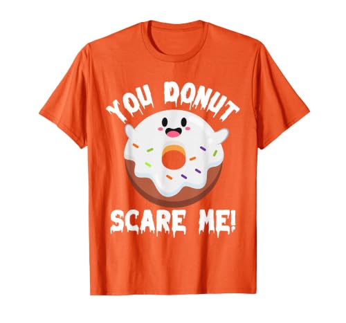 Donut Halloween Shirt Halloween Donut Costume Kids Men Women Doughnut Scare Me T-Shirt - size chart