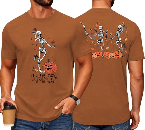 Ithalt Mens Halloween Shirt Halloweentown T Shirt Pumpkin Short Sleeve Top - size chart