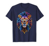 Psychedelic Jungle Glow Animal Art Glow Lion Head Art Psychedelic Jungle Animal Face T-Shirt - size chart