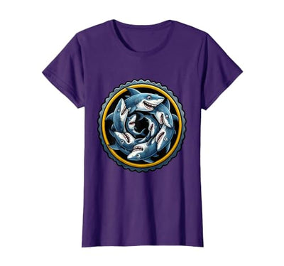 Shark Spiral Vortex School of Sharks Design T-Shirt