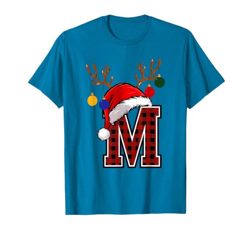Christmas Buffalo Plaid Alphabet Tees Letter M Name Initial Buffalo Plaid Alphabet Monogram T-Shirt - size chart