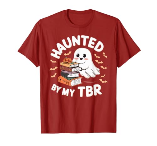 Halloween Student Books Lovers Haunted By My TBR Haunted By My TBR Cute Ghost Book Reading Teacher Halloween T-Shirt - size