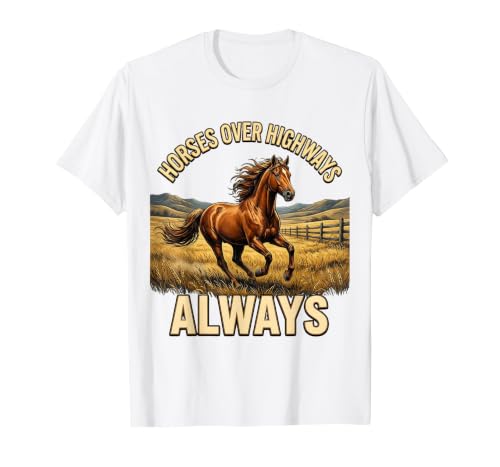 Mademark Horses Over Highways Always Equestrian Design T-Shirt - Men - size chart