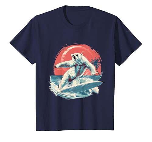 Sea Ocean Animal Art Polar Bear Ocean Sea Animal Surfing Ocean Sea Polar Bear T-Shirt - size chart