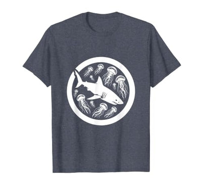 Tiger Shark and Jellyfish Bloom Ocean Art T-Shirt