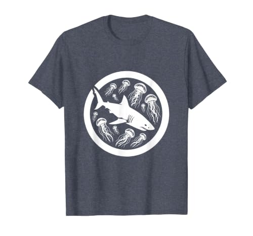Mademark Tiger Shark and Jellyfish Bloom Ocean Art T-Shirt - size chart
