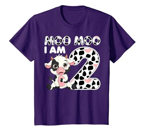 Cow 2nd Birthday Gifts Co. Cow Moo Moo I'm Two - 2 Years Old Cow Lover 2nd Birthday T-Shirt - size chart