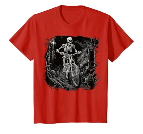 Scary Cyclist Skeleton Gifts Cycling Skeleton Mountain MTB Bicycle Cyclist Skeleton T-Shirt - size chart