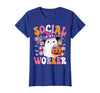 Groovy Social Worker Halloween Ghost Costume Halloween Social Worker Ghost Cute Social Worker Halloween T-Shirt - size chart