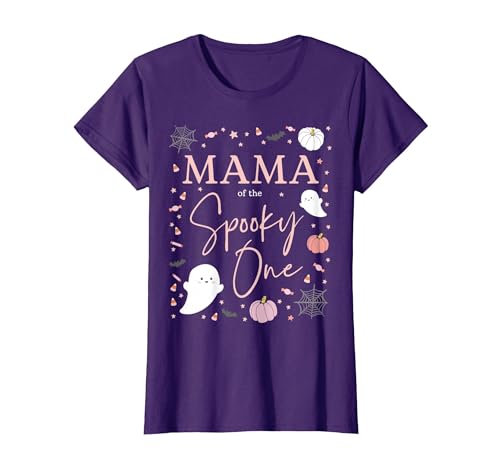Spooky One First Birthday 1st Cute Pink Halloween Mama of The Spooky One Girl First Birthday Pink Halloween T-Shirt - size