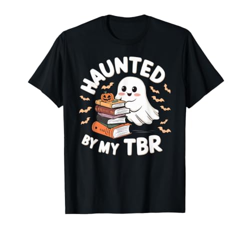 Halloween Student Books Lovers Haunted By My TBR Haunted By My TBR Cute Ghost Book Reading Teacher Halloween T-Shirt - size
