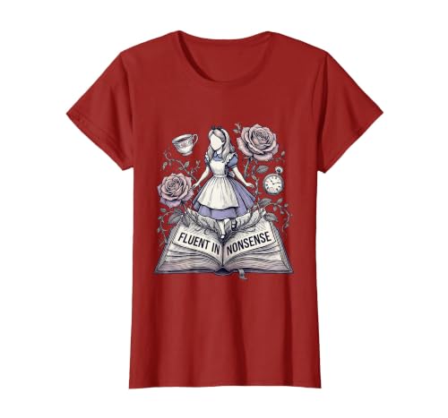 Mademark Fluent In Nonsense Alice in Wonderland Design T-Shirt - size chart