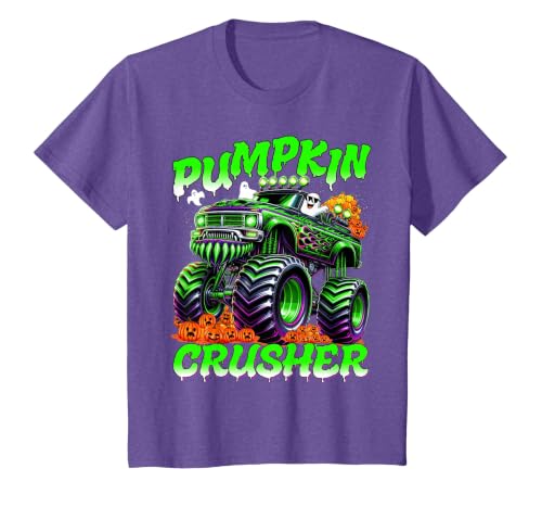 Pumpkin Crusher Kids Tees Pumpkin Crusher Monster Truck Ghosts Halloween for Boys T-Shirt - size chart