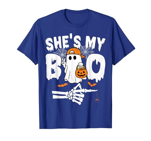 Funny Couples Halloween Matching Couple Outfits He's My Boo Matching Couple Halloween Couples She's My Boo T-Shirt - size