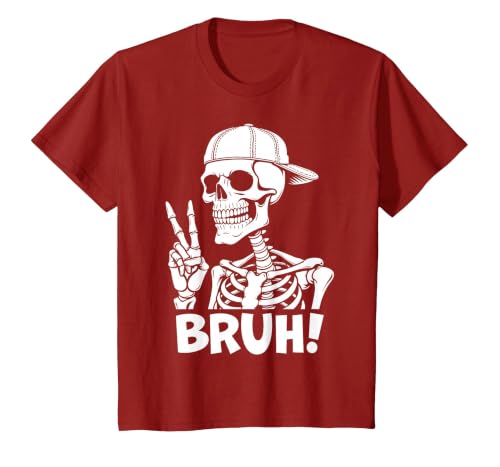 Skeleton Peace Sign Shirts For Men Women & Kids Bruh Skeleton Hand Peace Sign Halloween Skeleton Hand Sign T-Shirt - size