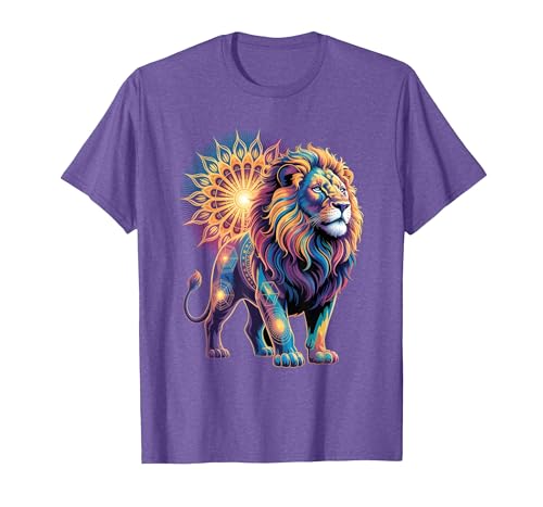 Cosmic Animal Mandala Sacred Geometry Collective Sacred Geometry Lion Mandala T-Shirt - size chart