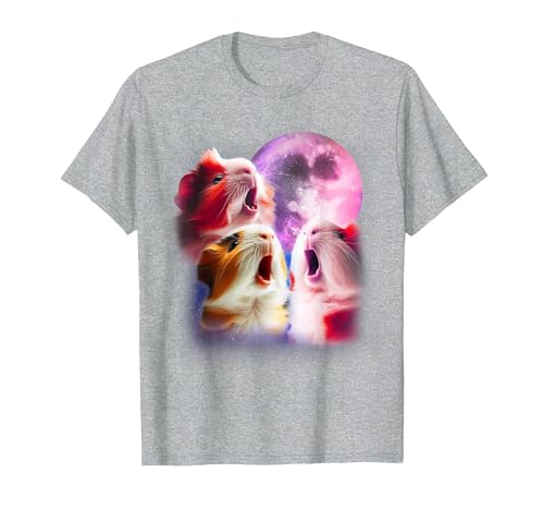 3 Animals Howling At The Moon Shirt & Gifts 3 Guinea Pigs Howling at The Moon Funny Pet Guinea Pig Lover T-Shirt - size chart