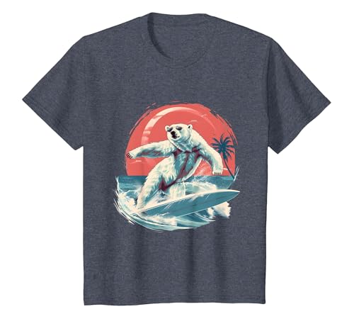 Sea Ocean Animal Art Polar Bear Ocean Sea Animal Surfing Ocean Sea Polar Bear T-Shirt - size chart