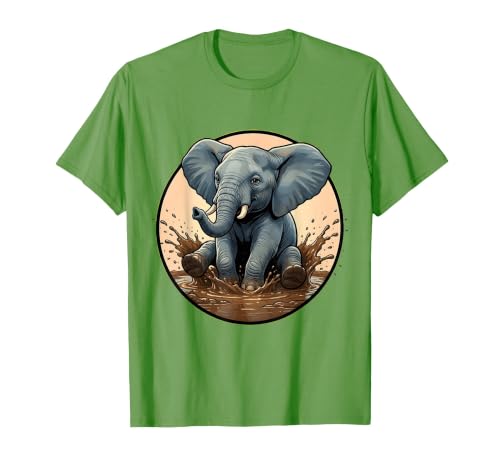 Mademark Baby Elephant Splashing in Muddy Puddle T-Shirt - Men - size chart