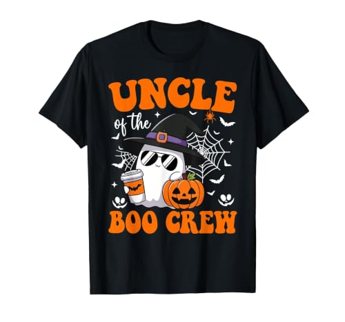 Halloween Family Matching Costume Boo Ghost Tee. Uncle Boo Crew Groovy Ghost Matching Family Halloween T-Shirt - size chart