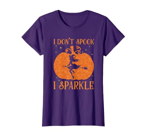 PDUS32 I Don't Spook I Sparkle Funny Halloween I Don't Spook I Sparkle Funny Halloween Girl Witch Pumpkin T-Shirt - size