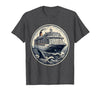 Mademark Shark Fin Circling Cruise Ship Graphic Tee T-Shirt - size chart