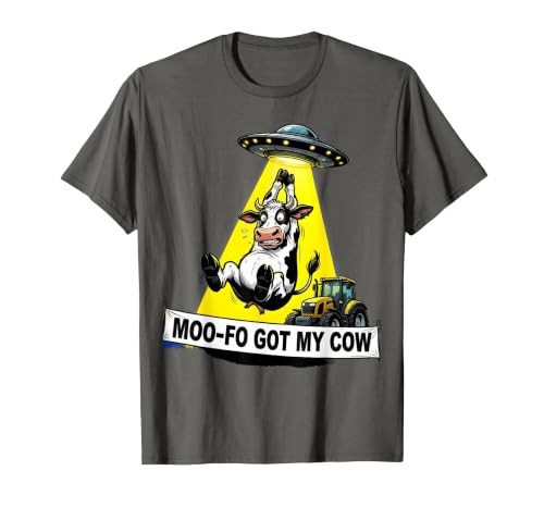 Mademark Moo-FO Got My Cow Alien Abduction Design T-Shirt - size chart