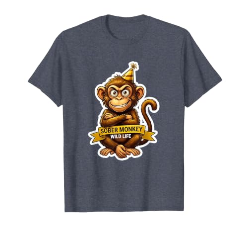 Mademark Sober Monkey Wild Life Sobriety Design T-Shirt - Men - size chart