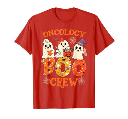 Oncology Boo Crew Funny Ghost Halloween Spooky Costume Nurse T-Shirt - size chart