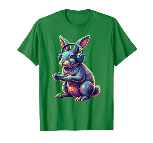 Rabbit Gaming Animal Video Games Funny Rabbit T-Shirt — design detail