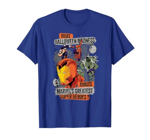 Marvel Halloween Madness Awaits the Greatest Super Heroes T-Shirt - size chart