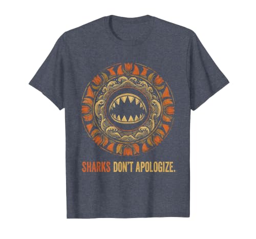 Mademark Sharks Don't Apologize Bold Ocean Predator Design T-Shirt - size chart