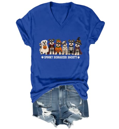 WQFQW Spooky Schnauzer Society Halloween Shirt Terrifying Halloween T-Shirt - size chart