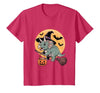 Triceratops Lover Dino Halloween Party Wear Triceratops Witch Hat Pumpkin Halloween Costume Men Women T-Shirt - size chart