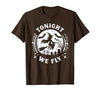 Halloween Witches Spooky Night Graveyard Tonight We Fly Halloween Witch Broomstick Moon T-Shirt - size chart