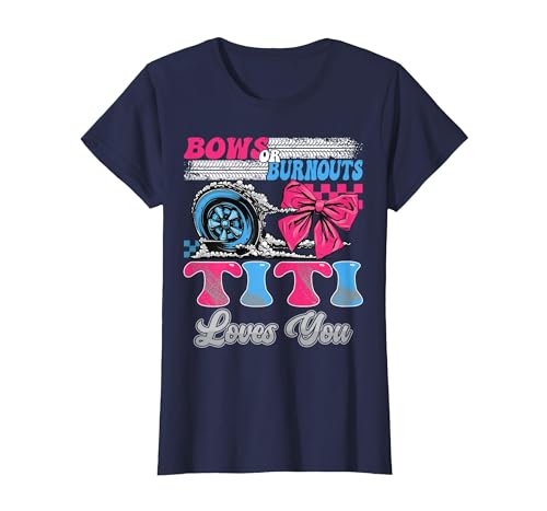 Gender Reveal Family Matching Burnouts or Bows Titi Loves You Gender Reveal Party T-Shirt - size chart