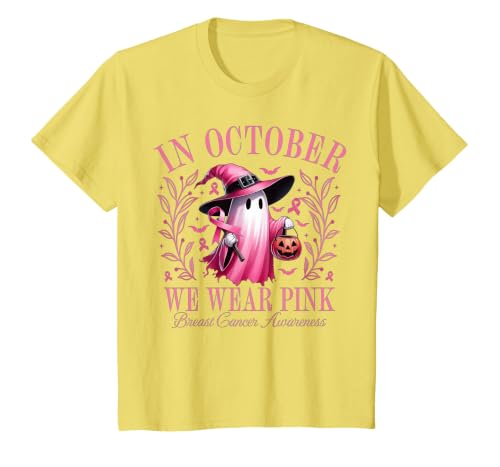 Ghost October Wear Pink Breast Cancer t -shir t Halloween Pink Ghost in October We Wear Pink Breast Cancer T-Shirt - size