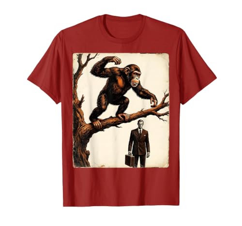 Mademark Monkey Flinging Poo at Businessman Graphic T-Shirt - Men - size chart