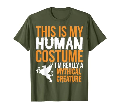 This is My Human Costume Mythical Creature - Halloween Funny T-Shirt - size chart