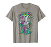 Skull & Halloween Designs for Bikers and Rockers Melting Skull Halloween Colorful Paint Drip Graphic T-Shirt - size chart