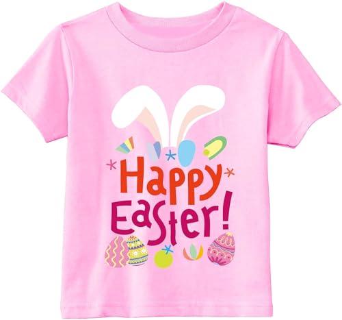 Easter Day Gift for Toddler Boy Baby Girl Tractor Loving Bunny T-Shirt — design detail