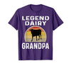 Funny Dairy Farmer Gifts Legend Dairy Grandpa Retro Sunset Cow Farming Funny Cattle T-Shirt - size chart