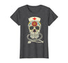 Halloween Nurse Shirts For Women Scrub Costumes Nurse Sugar Skull Stethoscope RN Medical Halloween Costume T-Shirt - size