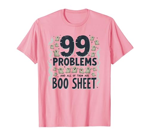 Mademark Ghost & Spirits - Ghost (99 Problems All) T-Shirt - size chart