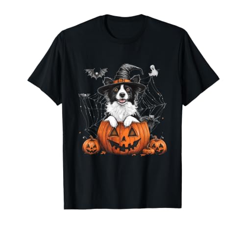 Border Collie Dog Halloween Costume Outfits Border Collie Dog Pumpkin Halloween Thanksgiving Men Women T-Shirt - size chart