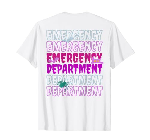 ER Nurse Halloween Pumpkin Emergency Department Spooky Emergency Department Ghost ER Nurse Halloween T-Shirt - size chart