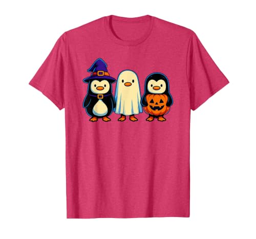 Nerrrdy Penguin Witch Ghost Pumpkin Men Women Kids Funny Halloween T-Shirt - size chart