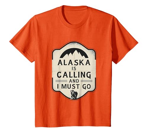 Alaska is Calling and I Must Go Mountains Bear T-Shirt - size chart