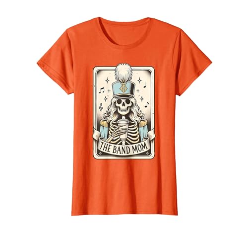 Marching Band Mom Tarot Card Skeleton Halloween Marching Band Mom Tarot Card Skeleton Mom Musical Instrument T-Shirt - size
