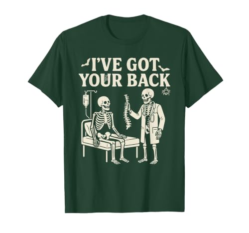 Halloween Costume For Doctor I've Got Your Back I've Got Your Back Halloween Skeleton Doctor Costume T-Shirt - size chart